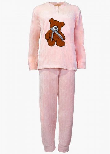 Γυναικεία πιτζάμα σετ ανάγλυφο σχέδιο κέντημα "Bear".Homewear Collection